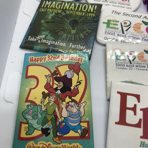 Vtg Lot 9 Disney Buttons Disney land World Cast Member Movie Birthday Pin Back - Picture 5 of 7